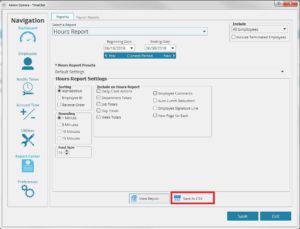 Window where users can run a CSV report