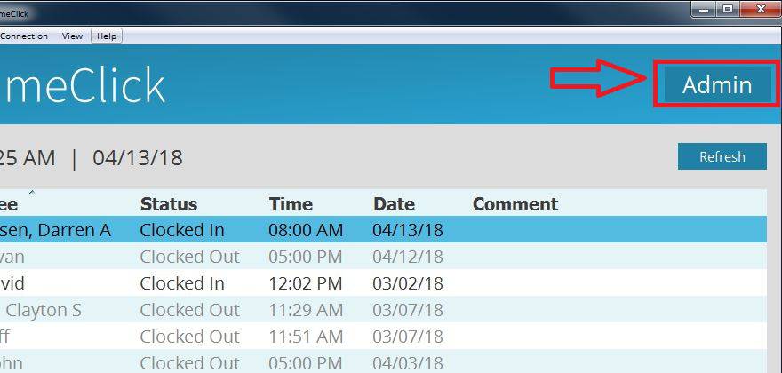 TimeClick Admin Button