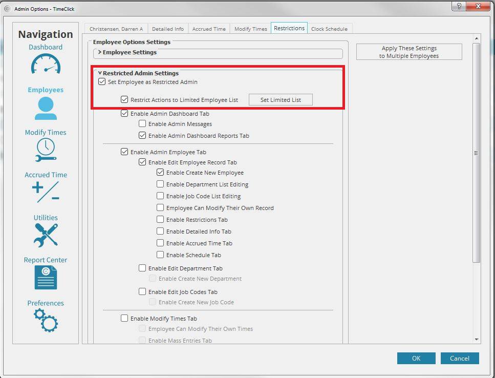 Manage Employee Restrictions Time Clock Software