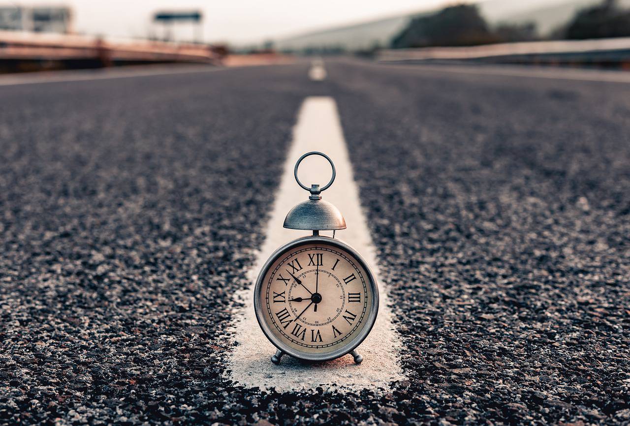 Clock in the middle of the road