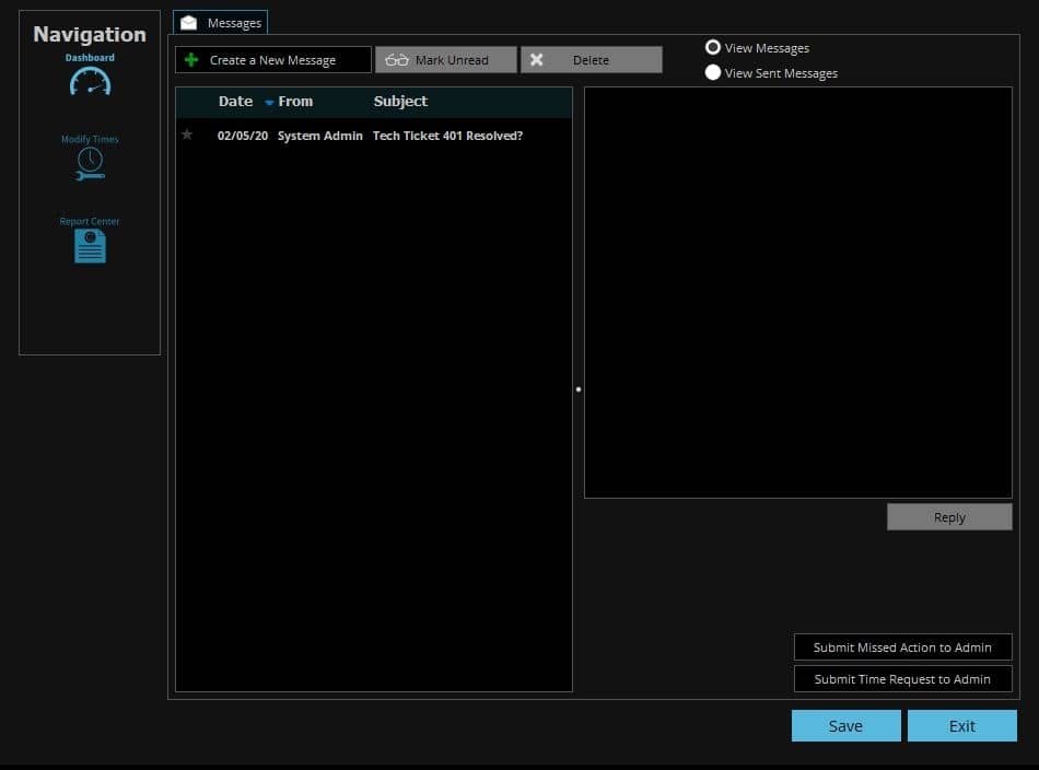 example of restricted admin mode within dark theme