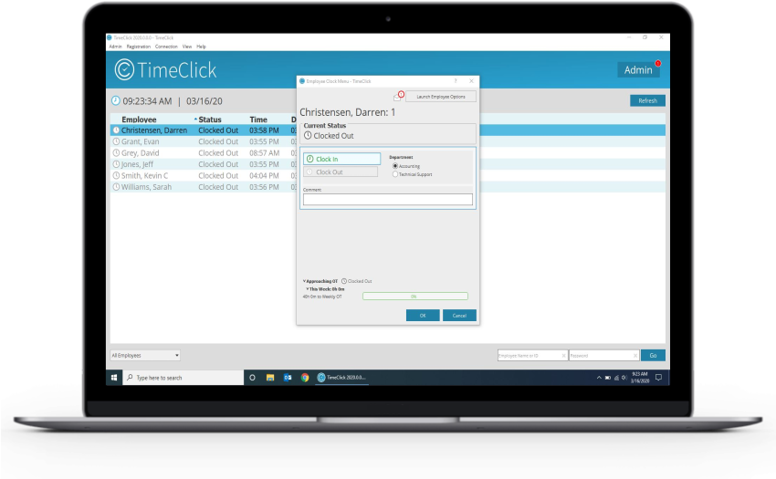 TimeClick - Time Clock Software - Laptop with TimeClick