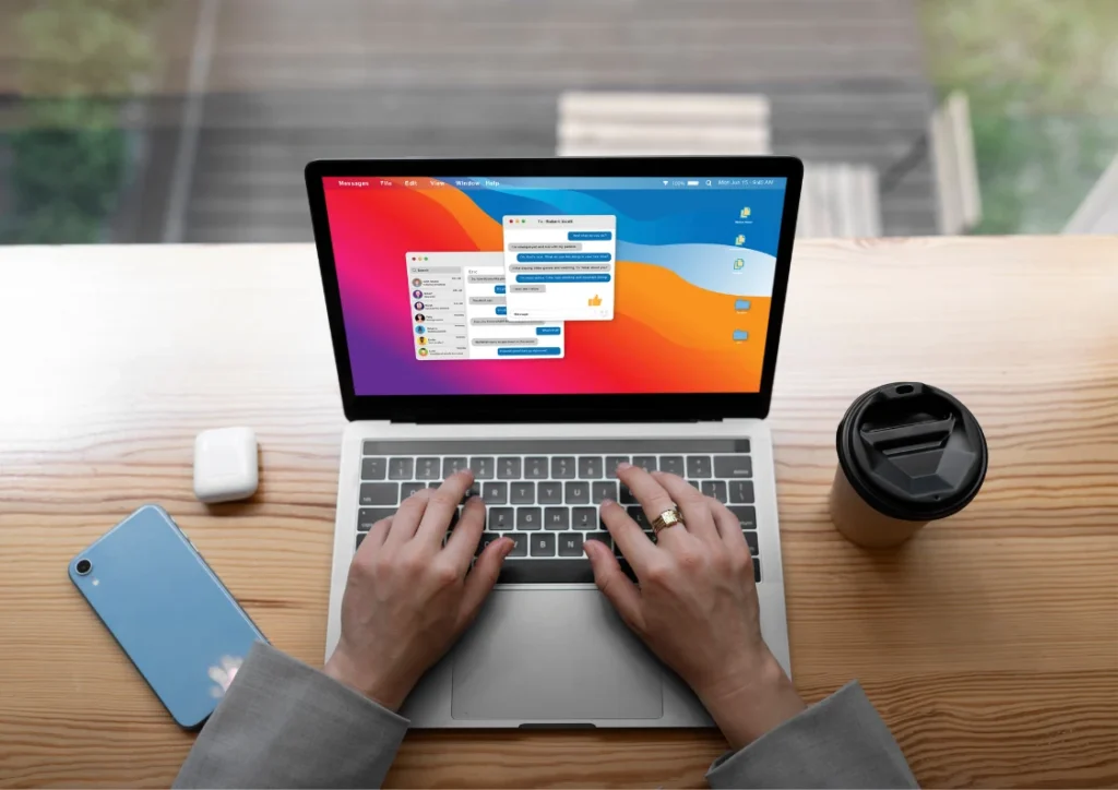 employee utilizing laptop features with Clock In and Out Software