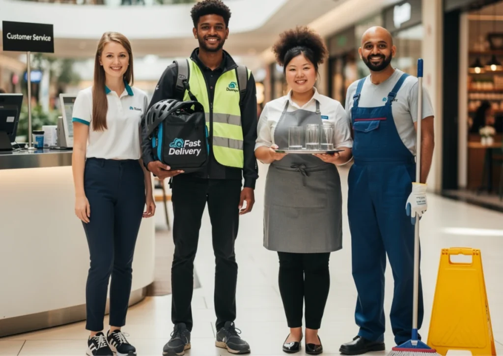 a group of young adults in different occupations that uses Time Tracking Software for Employees