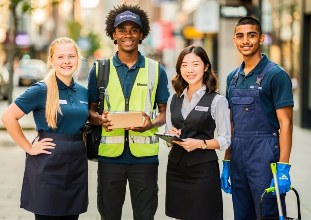 a group of young adults in different occupations that uses Time Tracking Software for Employees