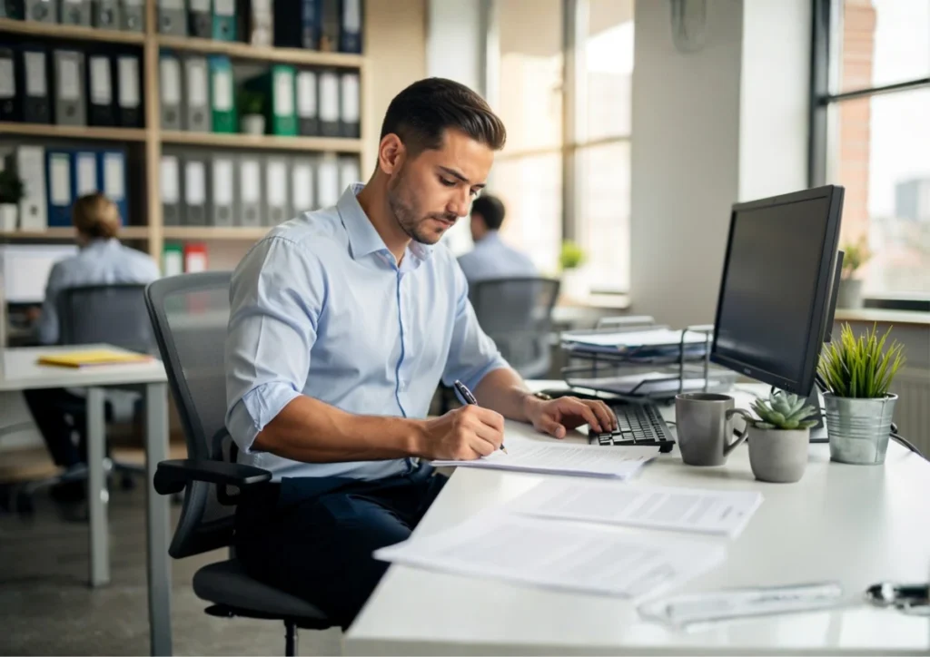 Annual work hours by job type and industry.