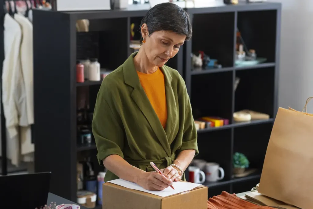 Small business owner preparing orders while managing daily operations, representing time tracking decisions in 2026