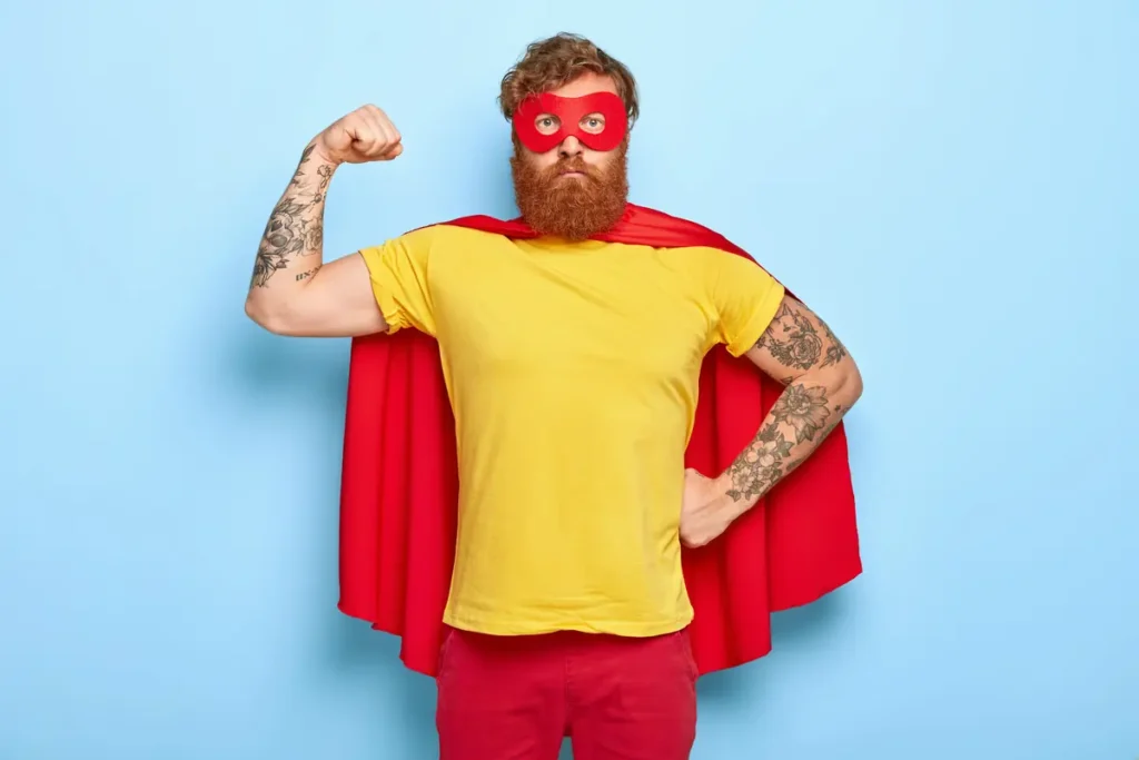 Employee dressed as a superhero, symbolizing employee rights and workplace labor protections