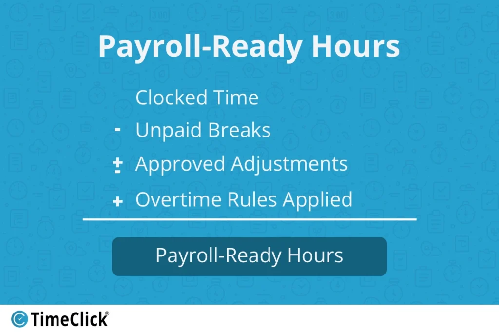 Formula to calculate payroll-ready hours.