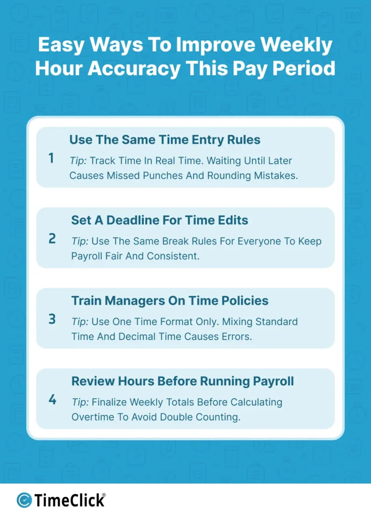 Easy ways to improve weekly payroll hour accuracy this pay period