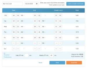 Free Time Card Calculator With Breaks Explained Step by Step