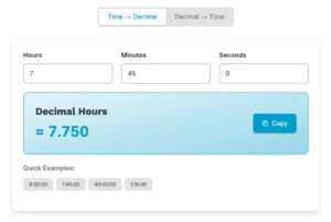 Free Decimal Hours Calculator for Payroll Processing